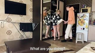 The pretty woman did not wear panties and seduced a young man