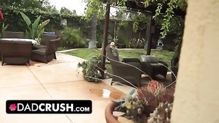 Fit and sexy stepdaughter lets pervert stepdad finger and fuck her pussy by the pool
