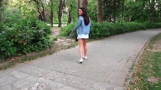 Sex in the park with a quickie blowjob and cum in the mouth