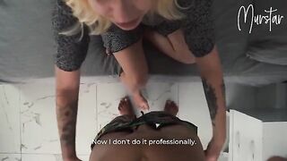A stunning blonde babe got fucked by a handsome employee from a cleaning company