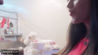 Baker competes with an insatiable appetite in a steamy scene