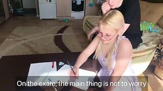The baby did not pass the subject, so she had to fuck with a tutor
