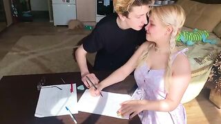The baby did not pass the subject, so she had to fuck with a tutor