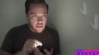 A girl is masturbating herself on cam when her stepsbrother arrives