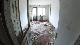 An exhibitionist girl walks through abandoned buildings with her hot GF