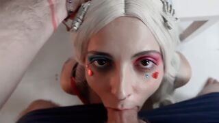 Crazy bitch Harley Quinn gets her pussy filled with a big butt plug