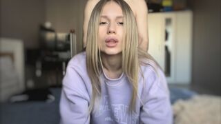 The girl shows her body to her boyfriend and they get intimate