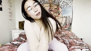 A small-breasted Chinese cutie was very happy to make a homemade video
