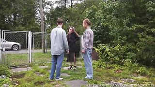 A man roughly fucked a girl in the village, reaching intense orgasm