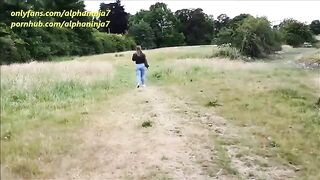 A riskier sex adventure in the park with a brunette