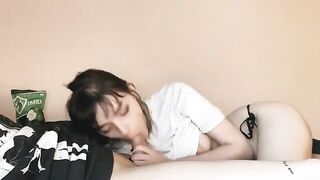 A beautiful girl has a hot blowjob every morning with her boyfriend