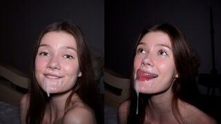 The pretty amateur girl likes to be strangled during sex and swallow cum - MIRARI