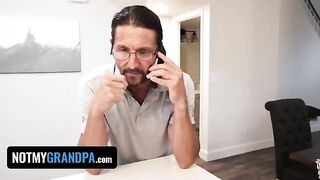 Horny stepdaughter Britt Blair gets spanked by her strict stepdad in a taboo scene