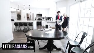 Nerdy Asian college girl Chloe Surreal gets fucked by the handsome dude in HD