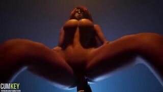 A girl with big boobs is fucking with a monster in 3D porn