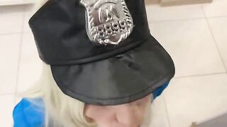 A hot chick is pretending to be a police officer and checking up on people