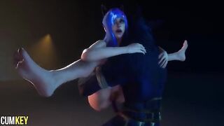 Furry woman fucks with a monster and gets his sperm on her face