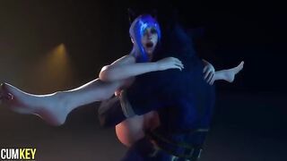 Furry woman fucks with a monster and gets his sperm on her face