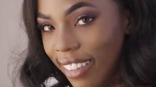 Petite ebony babe Sarah Banks gets her asshole gapped and destroyed in intense anal action