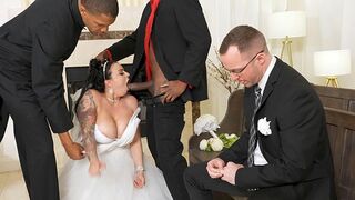 Payton Preslee's wedding turns into a rough interracial threesome with a huge cock