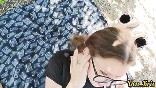 A lot of semen on the face of a cute schoolgirl in a hot compilation