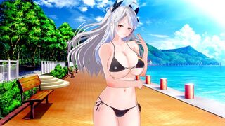 Huge tits waifu Prinz Eugen fucks in POV style