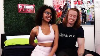 Redhead muscle dude fucked hard by Latina slut
