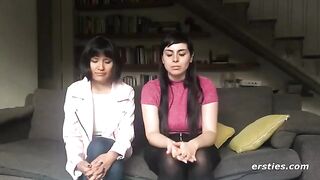Two hot lesbian friends have fun with a strapon, diving into passionate, intense action