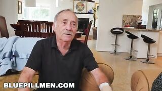 Sydney Sky gets her pussy filled with old man cum in a weird scene