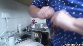 80 years old blonde granny rides a younger guy’s cock