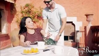 Anissa Kate is enjoying a passionate holiday with her stud in a steamy apartment