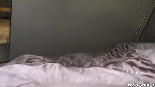 A huge hairy ass of a young Caucasian girl gets fucked hard on the bed