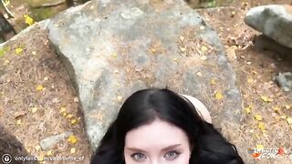 Girl was fucked in public by a guy in the woods, she loved it