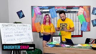 Two sneaky teens try to trick their stepdads to win a fantasy football challenge