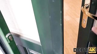 A smart nympho pays her debts using her pussy with the collector
