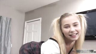 Carolina Sweets in a steamy stepdad scenario, showcasing her petite frame and natural blonde charm