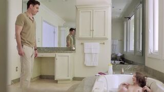 Rebel Lynn gets her tight pussy smashed by a huge cock in this spyfam scene
