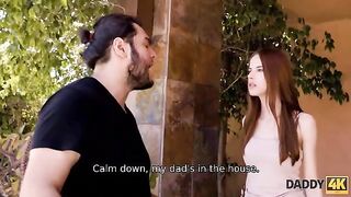 The beauty did not notice a stranger in the room and began to engage intimately with him