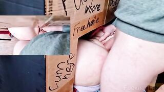 The cutie girl was fucking in the glory hole, her holes were filled three times