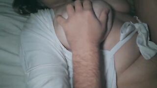 I fucked my chubby wife with a big ass at night and came on her booty