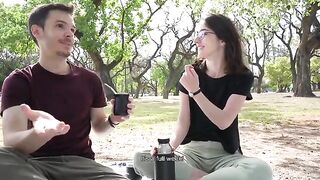 How does a day at the park end up with a public blowjob? - Cute teen swallows cum