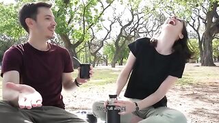 How does a day at the park end up with a public blowjob? - Cute teen swallows cum