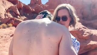 A woman fucked by her friend on a desert hike in front of her husband
