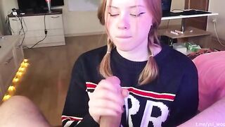Student tenderly sucks cock and receives a lot of cum