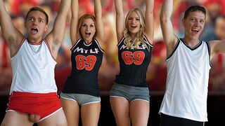 The football team's victory is celebrated with an intense stepmom experience