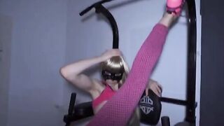 Fitness teen gets wrecked by two cocks at the gym and drenched in cum
