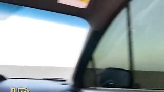 Slutty girl fucks in the car, sucking cock publicly hard