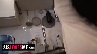Stepsister Alex Coal gets blindfolded and fucked by stepbrother