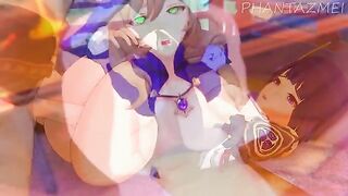 Genshin Impact animated porn with Lisa, Eula, and Jean in a bath scene