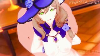 Genshin Impact animated porn with Lisa, Eula, and Jean in a bath scene